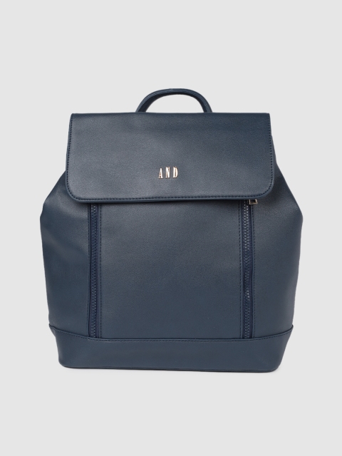 

AND Women Navy Blue Solid Backpack