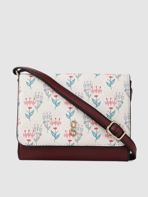 

Global Desi White & Burgundy Printed Sling Bag