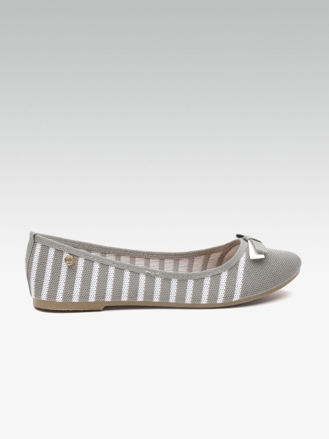 

Carlton London Women Grey & White Striped Ballerinas
