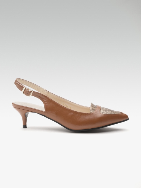 

Carlton London Women Brown & Beige Snakeskin Textured Pumps