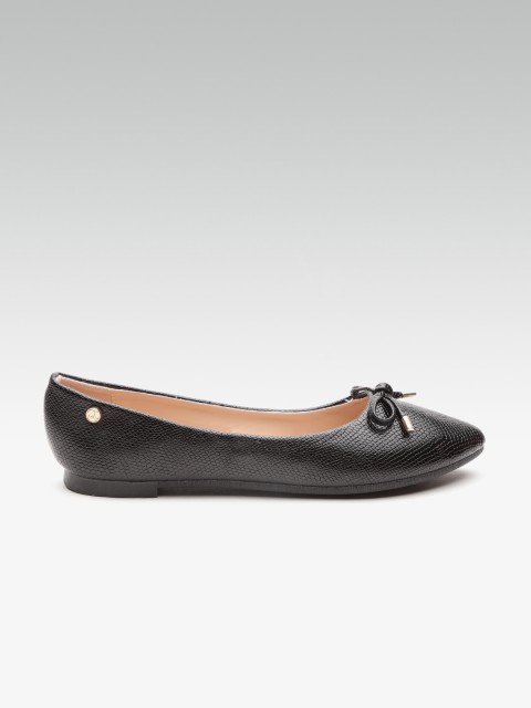 

Carlton London Women Black Textured Ballerinas with Bow Detail