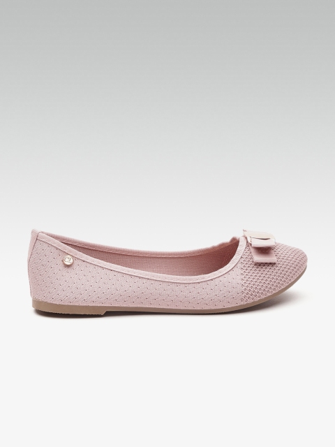 

Carlton London Women Dusty Pink Woven Design Ballerinas with Bow Detail