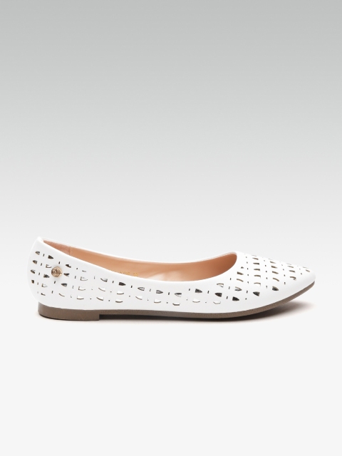 

Carlton London Women White Laser Cut Ballerinas