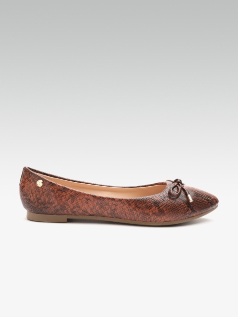 

Carlton London Women Brown Snakeskin Textured Ballerinas
