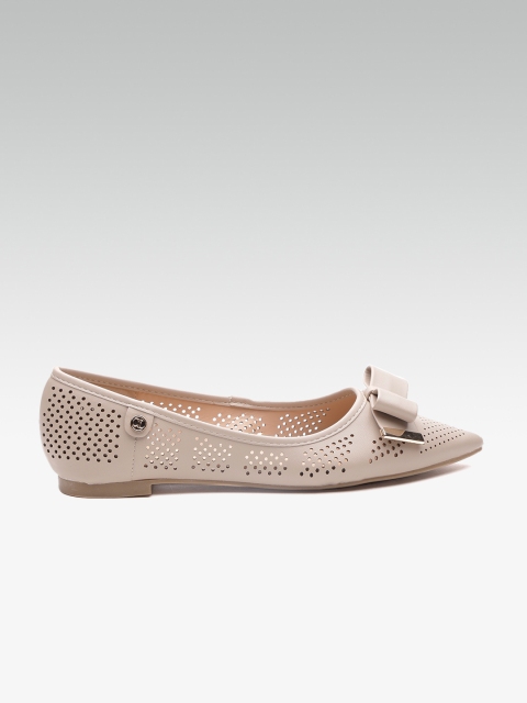 

Carlton London Women Beige Laser Cuts Ballerinas with Bow Detail