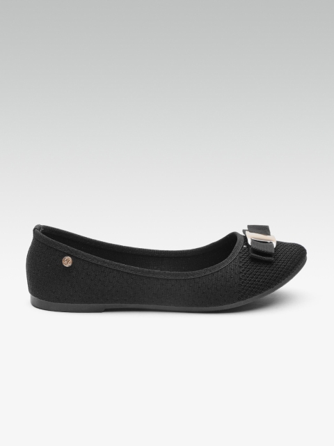 

Carlton London Women Black Woven Design Ballerinas with bow Detail