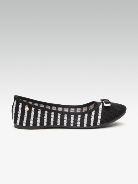 

Carlton London Women Black & White Striped Ballerinas