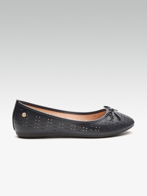 

Carlton London Women Navy Blue Solid Ballerinas with Laser Cuts Detail