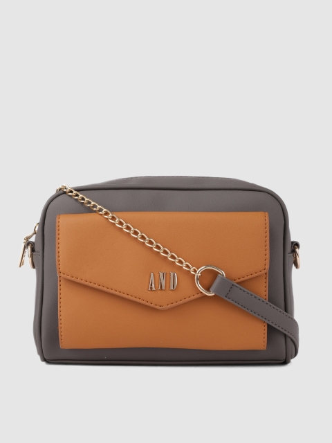 

AND Grey & Yellow Colourblocked Sling Bag