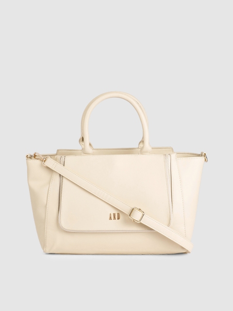 

AND Beige Solid Handheld Bag