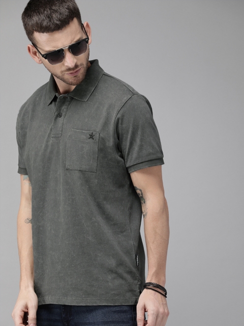 

Roadster Men Charcoal Grey Solid Polo Collar T-shirt