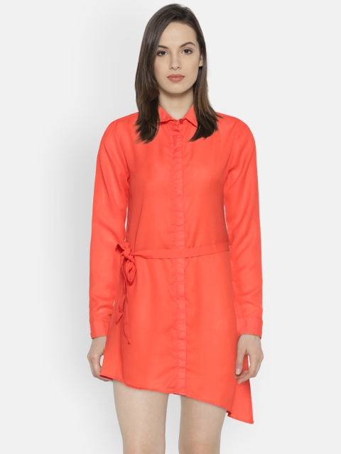 

Boohoo Red Sheer Shirt Dress