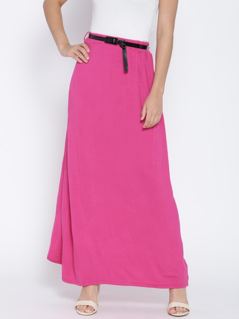

Boohoo Pink Maxi Skirt with Belt