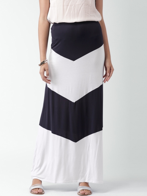 

Boohoo Navy & White Panelled Maxi Skirt, Navy blue