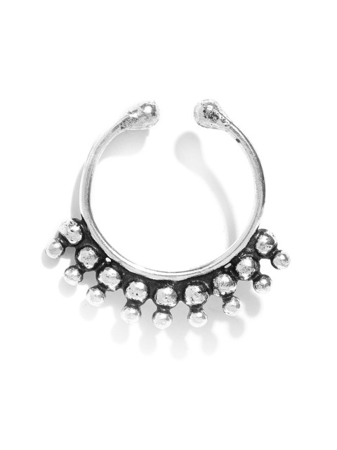 

FIROZA Oxidised Silver-Toned Clip-On Septum Nose Ring