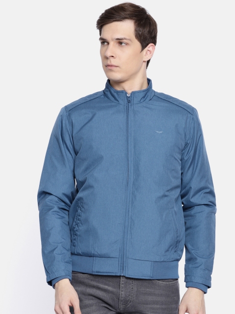 

Park Avenue Men Blue Slim Fit Solid Bomber Jacket