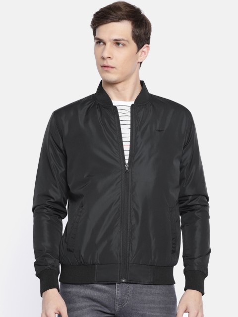 

Park Avenue Men Black Slim Fit Solid Bomber Jacket