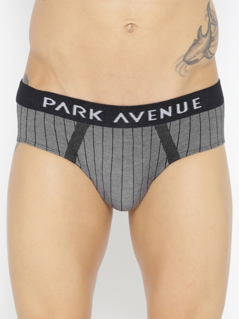 

Park Avenue Men Grey & Black Striped Seamless Briefs PZRA00020-X1