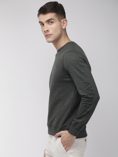 

Park Avenue Men Charcoal Grey Solid Sweatshirt