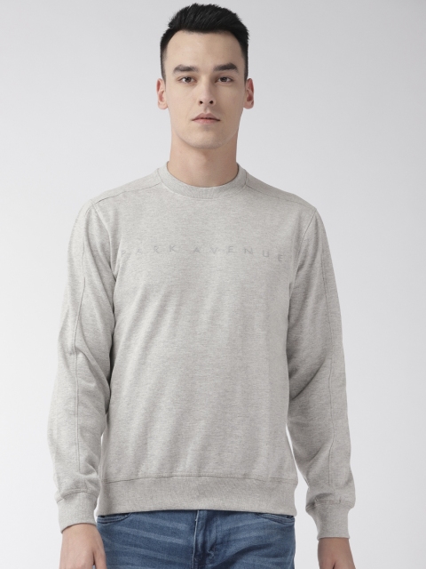 

Park Avenue Men Grey Melange Solid Sweatshirt