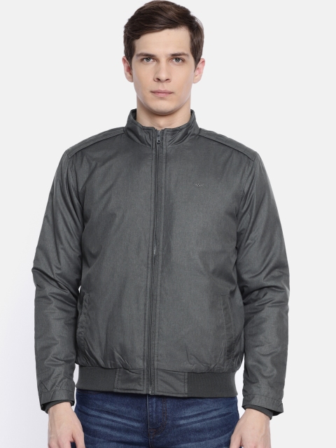 

Park Avenue Men Charcoal Slim Fit Solid Bomber Jacket