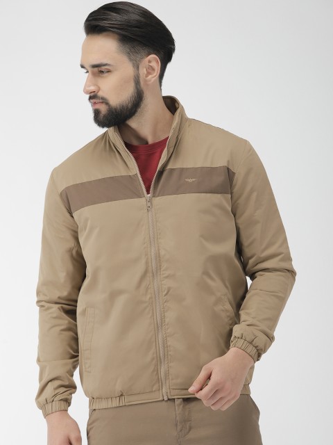 

Park Avenue Men Khaki Slim Fit Solid Bomber Jacket