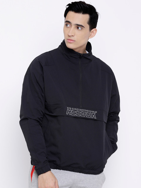 

Reebok Men Black Meet You There Woven 1/2 Zip Sweatshirt