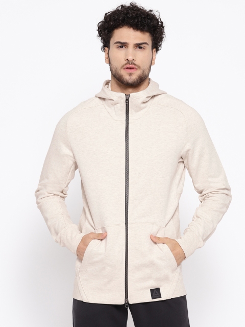 

Reebok Men Cream-Coloured Combat Legacy Full-Zip Hooded Sweatshirt