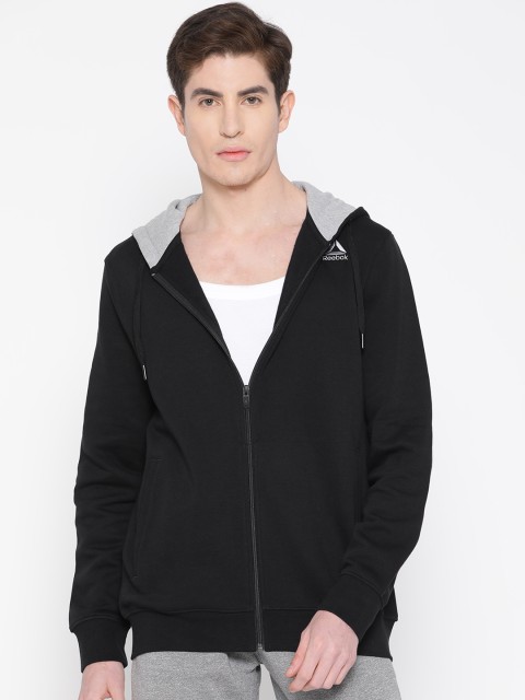

Reebok Men Black Fon Basic Solid Hooded Sweatshirt