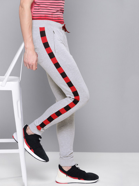 

Difference of Opinion Men Grey Melange Solid Straight Fit Joggers