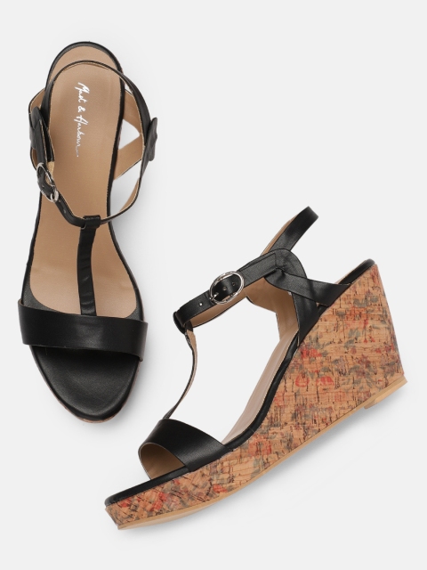 

Mast & Harbour Women Black Printed Wedges