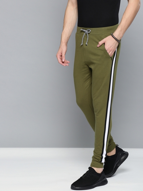 

Difference of Opinion Men Olive Green Solid Straight Fit Joggers