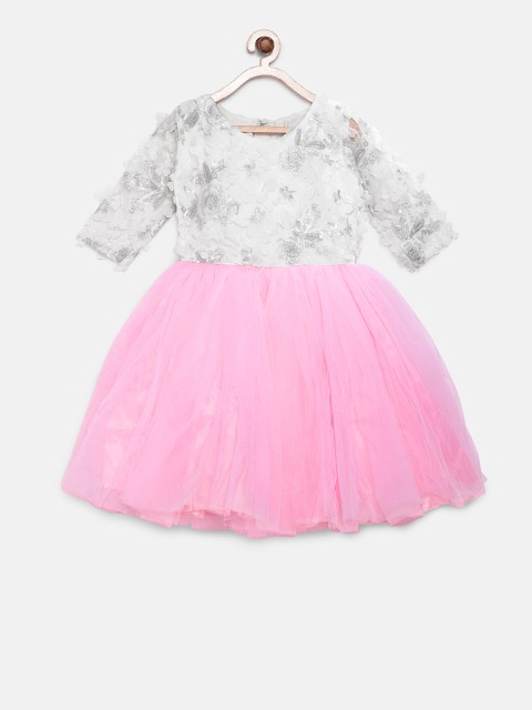 

TALES & STORIES Girls Pink & White Fit and Flare Dress