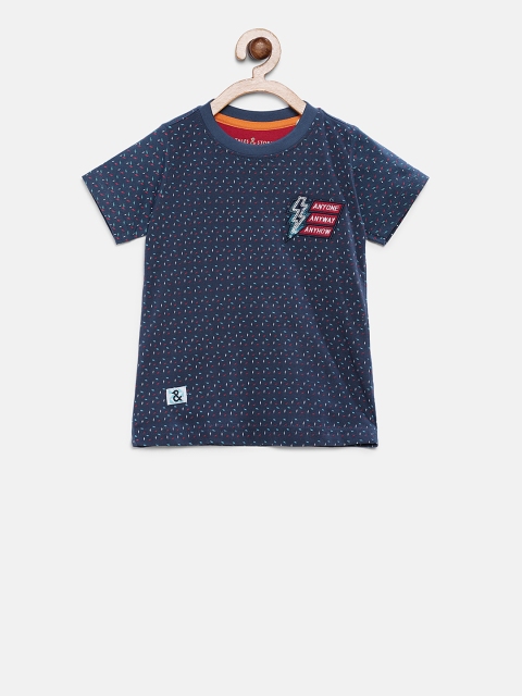 

TALES & STORIES Boys Navy Blue Printed Round Neck T-shirt