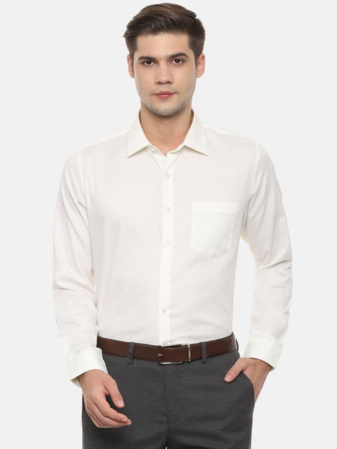 

Van Heusen Men Cream-Coloured Slim Fit Solid Formal Shirt