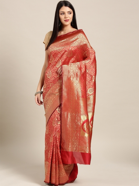 

Ligalz Red & Golden Woven Design Banarasi Saree