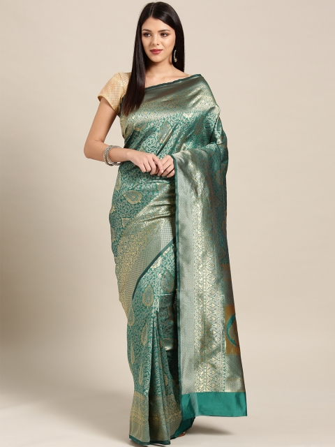 

Ligalz Green & Golden Woven Design Banarasi Saree