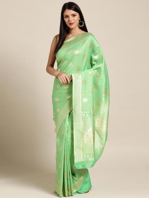 

Ligalz Green & Golden Woven Design Banarasi Saree