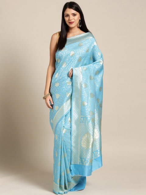 

Ligalz Blue & Golden Woven Design Banarasi Saree