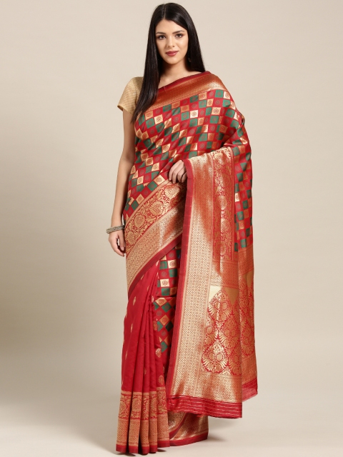 

Ligalz Red & Golden Woven Design Banarasi Saree