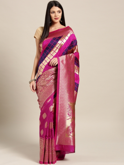 

Ligalz Magenta & Golden Woven Design Banarasi Saree