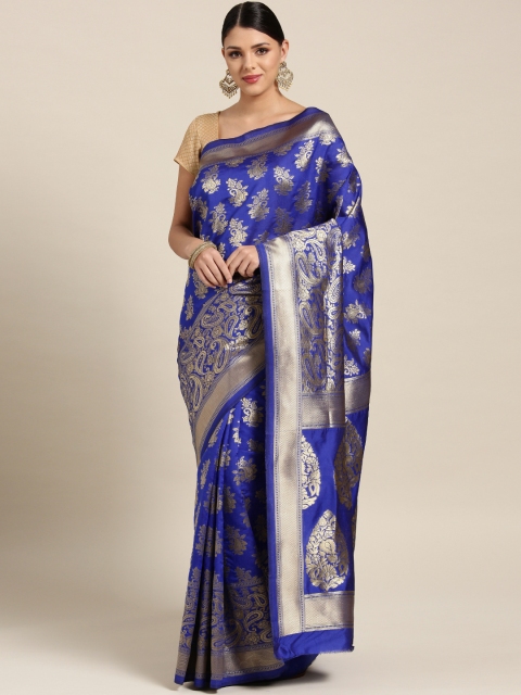 

Ligalz Blue & Golden Woven Design Banarasi Saree