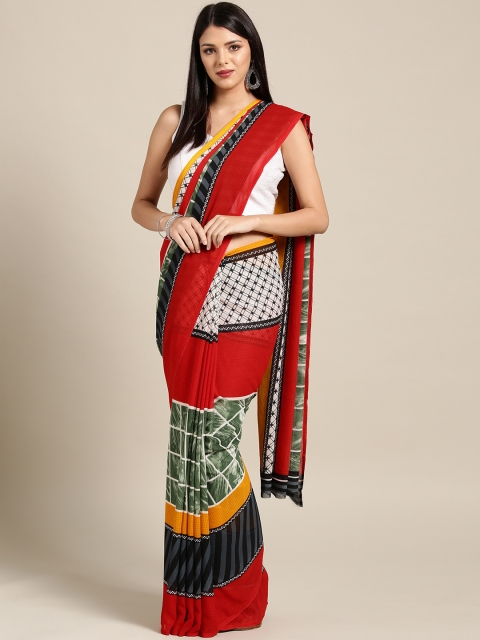 

Ligalz Red & Green Printed Saree