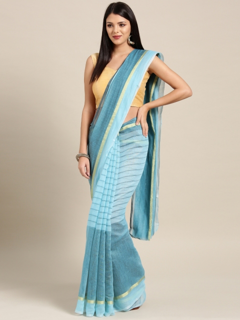 

Ligalz Blue Striped Saree