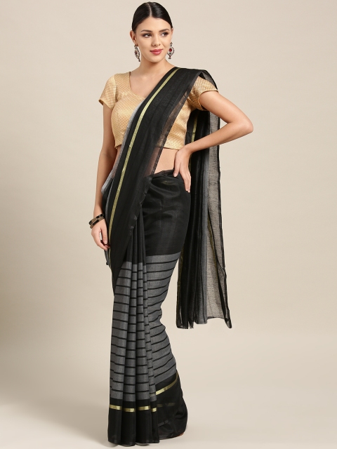 

Ligalz Black & Grey Striped Saree