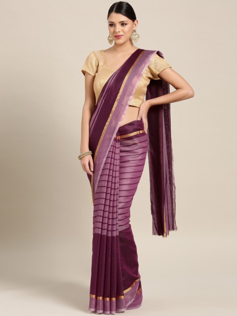 

Ligalz Purple Striped Saree