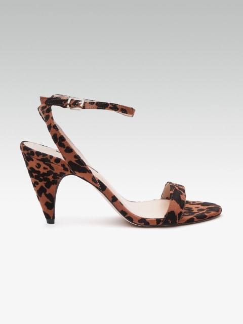 

DOROTHY PERKINS Women Brown & Black Leopard Print Mid-Top Heels