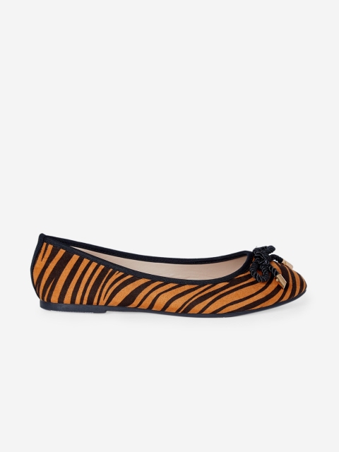

DOROTHY PERKINS Women Mustard Yellow & Coffee Brown Printed Ballerinas