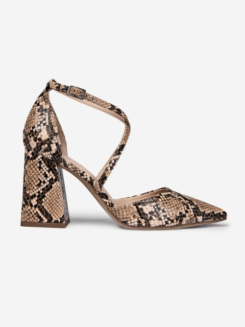 

DOROTHY PERKINS Women Beige & Brown Snakeskin Textured Pumps