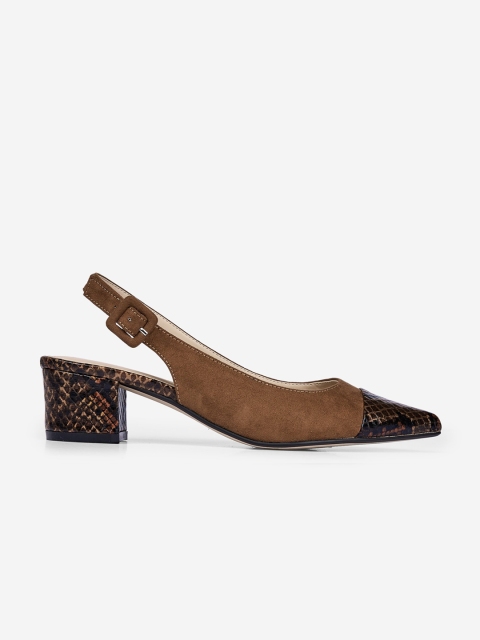 

DOROTHY PERKINS Women Brown Snakeskin Textured Pumps